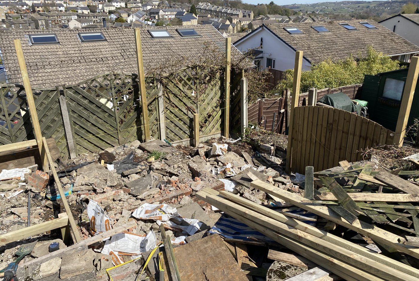 Skipton garden clearance — rubble and old fencing removed