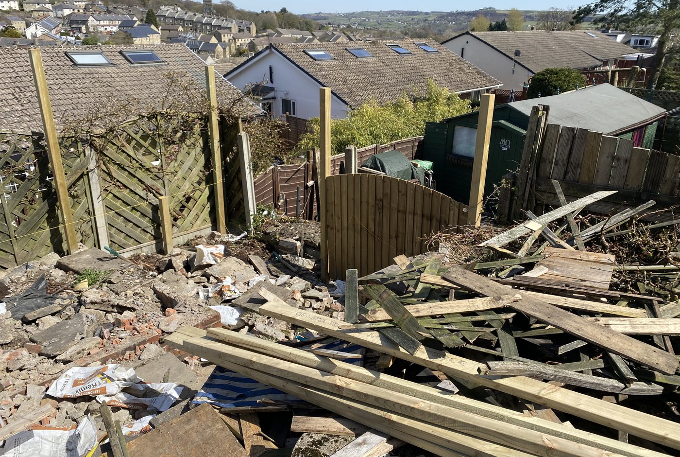 New fence posts set, ground cleared