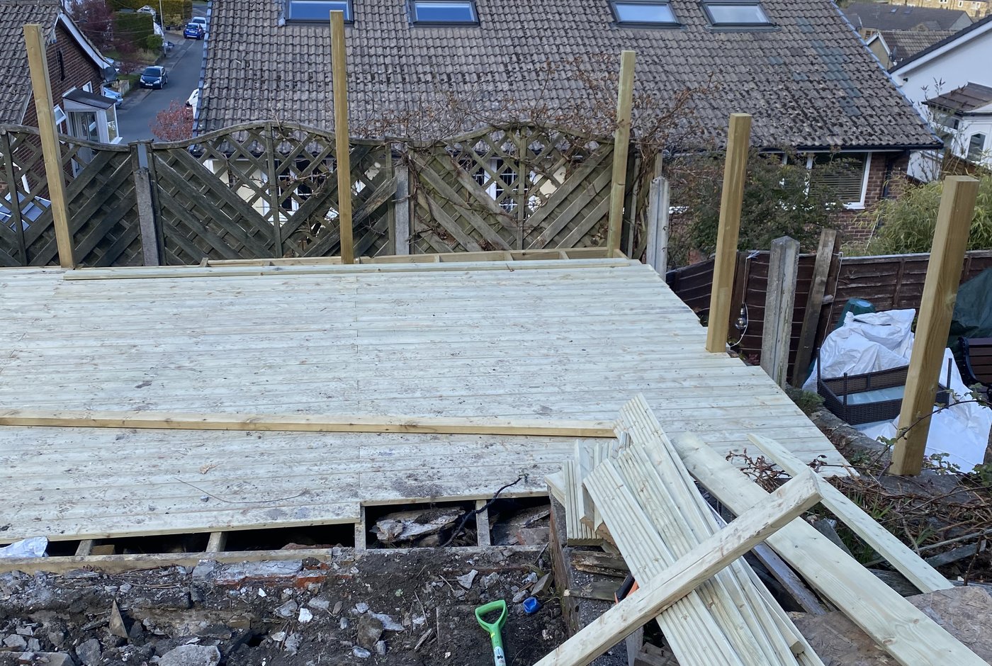 Deck boarding in progress