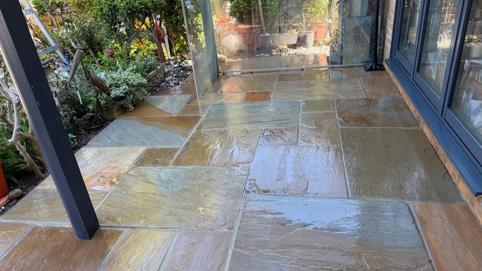 Stone steps on a terraced garden — landscaping by CPW Gardens, Harrogate