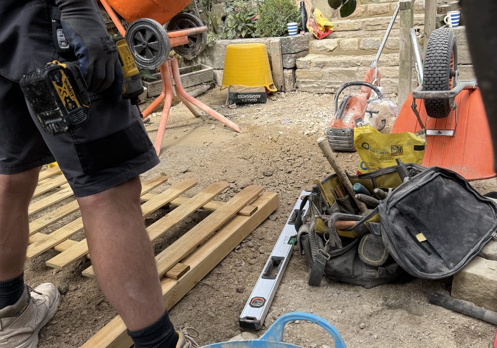 Sandstone patio laid — Harrogate landscaping