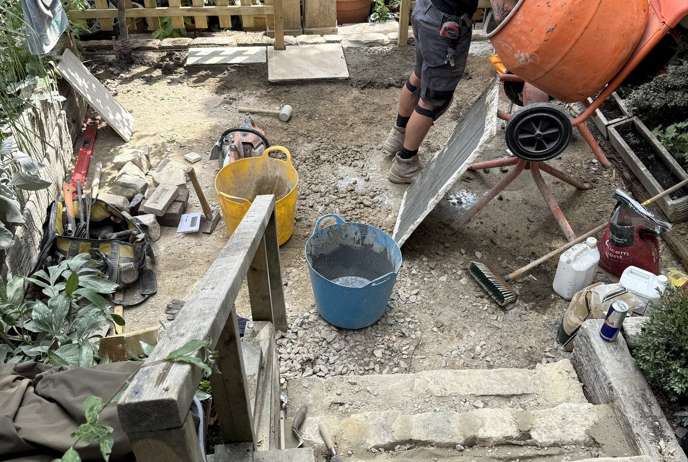 Sandstone patio taking shape