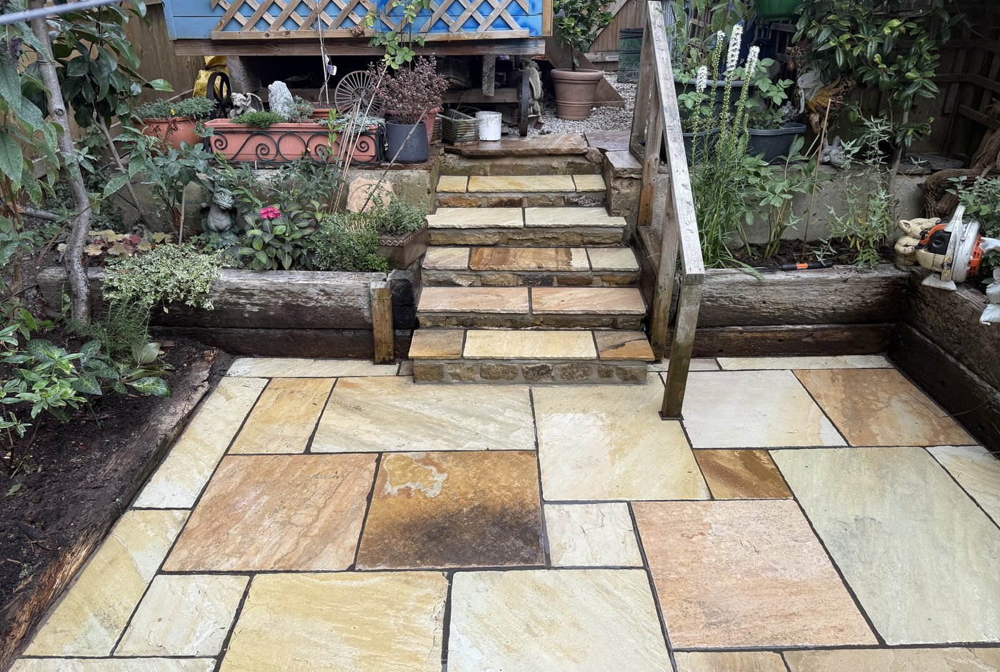 Completed Indian sandstone patio Knaresborough
